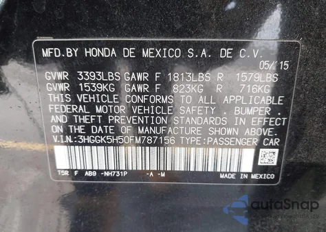 2015 Honda Fit Lx из США, поврежденный, VIN 3HGGK5H50FM787156